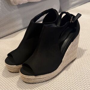 Black Wedge Sandals